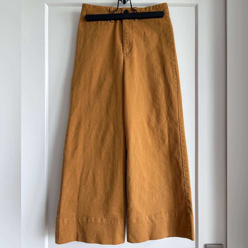 Frank & Oak Wide-Leg Cropped Pants in Mustard